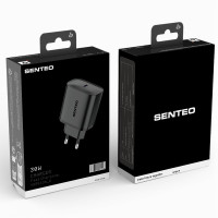 Сетевое зарядное устройство SENTEO T-03 USB-C PD 30W (1Port) (Черный  Black)