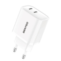 Мережеве зарядний пристрій SENTEO T-07 (USB-C+USB-C) (PD) 40W (2Port) (Білий  White)