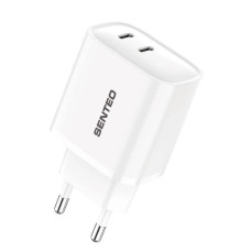 Сетевое зарядное устройство SENTEO T-07 (USB-C+USB-C) (PD) 40W (2Port) (Белый  White)