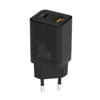 Мережеве зарядний пристрій SENTEO Z-10 (USB-A+USB-C) (PD/GaN/QC3) (18W/30W) (2Port) (Чорний  Black)