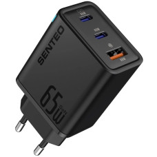 Сетевое зарядное устройство SENTEO Z-14 (USB-A+2USB-C) (PD/GaN/QC3.0) (18W/65W) (3Port) (Черный  Black)