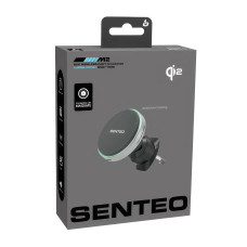 Автодержатель с безпроводной зарядкой SENTEO M3 Qi2 magnetic wireless charging car holder 15W, Silver (в дефлектор)
