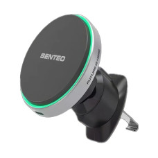 Автодержатель с безпроводной зарядкой SENTEO M3 Qi2 magnetic wireless charging car holder 15W, Silver (в дефлектор)
