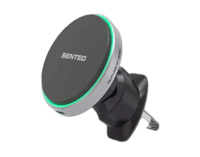 Автодержатель с безпроводной зарядкой SENTEO M3 Qi2 magnetic wireless charging car holder 15W, Silver (в дефлектор)