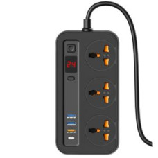 Сетевой фильтр Aspor A505 PD (длина-2.0m, 3USB/USB-C, 3A/20W) Black