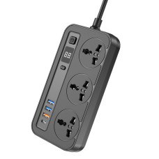 Сетевой фильтр Aspor A505 PD (длина-2.0m, 3USB/USB-C, 3A/20W) Black