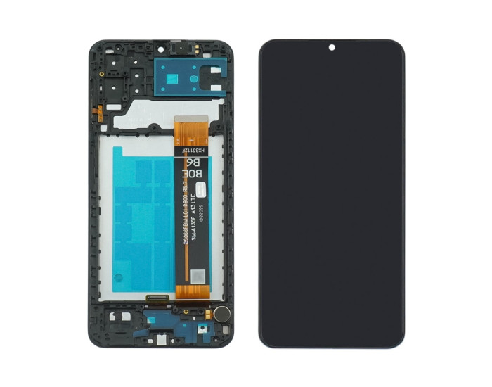 Дисплей с сенсорным экраном (модуль) Samsung A135 A13 4G, черный с рамкой, оригинал, сервисная упаковка GXQC