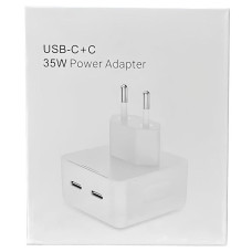 Мережеве зарядний пристрій Dual Mini Power Adapter for Apple (2USB-C) 35W (AA) (box) (Білий / White)
