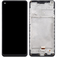 Дисплей с сенсорным экраном (модуль) Samsung A217 A21S, черный с рамкой, оригинал
