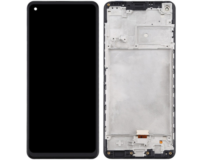 Дисплей с сенсорным экраном (модуль) Samsung A217 A21S, черный с рамкой, оригинал