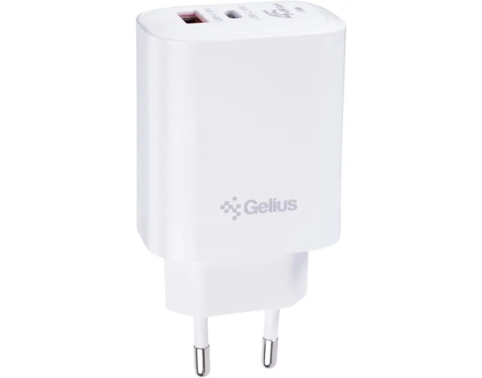 Мережеве зарядний пристрій Gelius Merge GP-HC068 USB+Type-C 45W (QC/PD/PPS) White