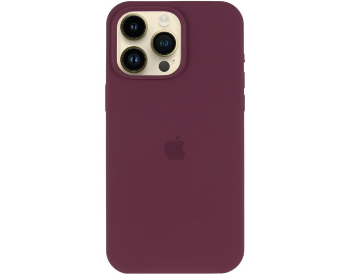 Чехол-силикон оригинал Full Soft Matte Case with MagSafe iPhone 14 Pro Max (Бордовый / Plum)