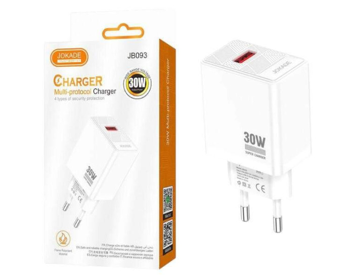 Сетевое зарядное устройство Jokade JB093 JIAYI 30W Multi-protocol Charger (1USB-A) белый