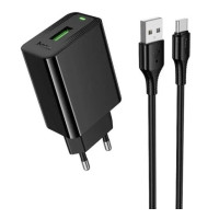Сетевое зарядное устройство Hoco CS92A Leader QC3.0 (1USB-A) + кабель Type-C, Black