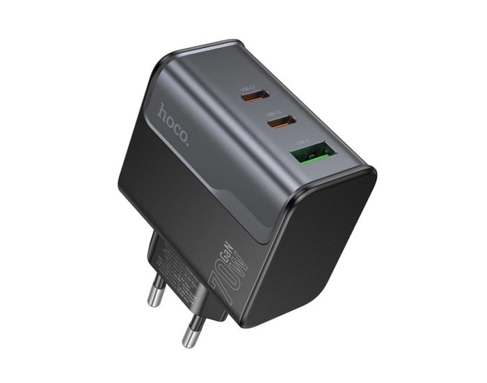 Мережеве зарядний пристрій Hoco CS75A Star Speed PD70W(2C1A) charger (EU) Black
