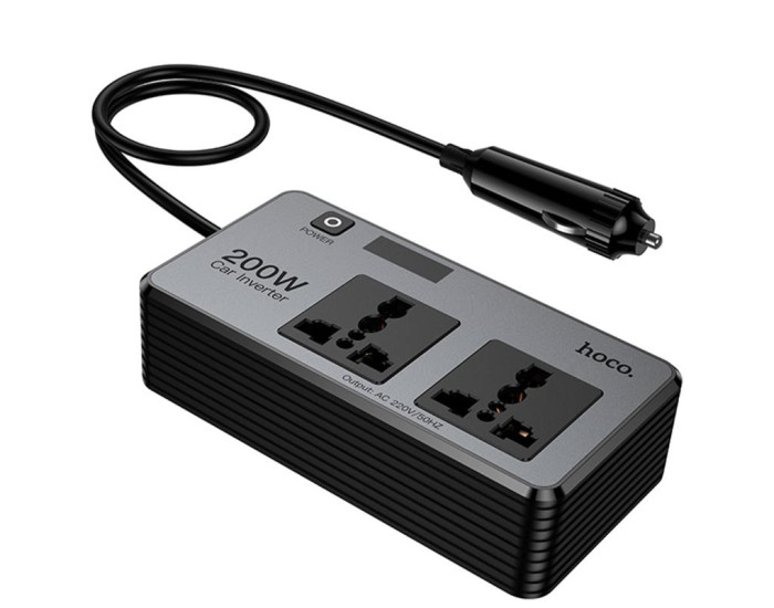 Автомобільний інвертор Hoco Z66 New PD66W+QC3.0 (2USB-A/1C/2xSocket) (0.5m)