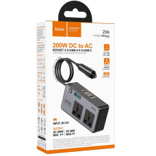 Автомобильный инвертор Hoco Z66 New PD66W+QC3.0 (2USB-A/1C/2xSocket) (0.5m)