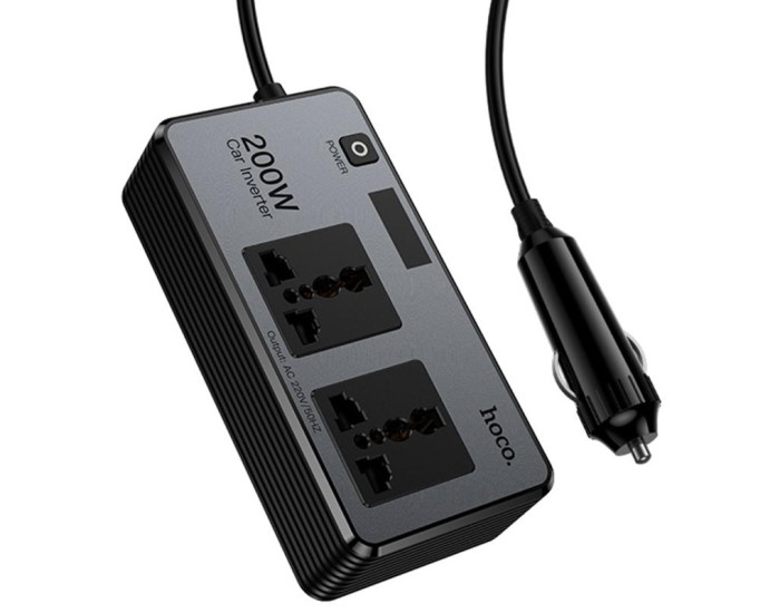 Автомобільний інвертор Hoco Z66 New PD66W+QC3.0 (2USB-A/1C/2xSocket) (0.5m)