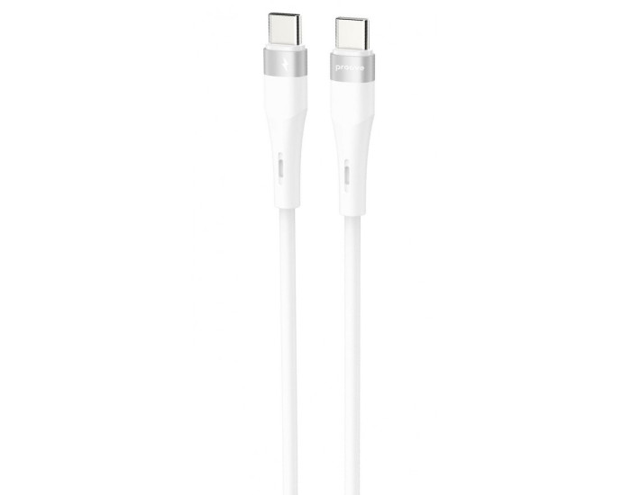 Кабель Proove Light Silicone Plus Type-C to Type-C (60W/1m) White