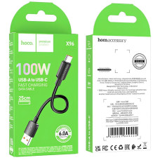 Кабель USB Hoco X96 Hyper Charging Data Cable USB to Type-C (100W/0.25m) Black