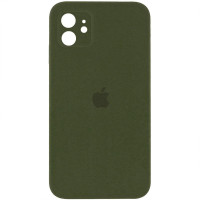 Чехол-силикон оригинал Square Cover Soft Matte Full Camera iPhone 11 (Оливковый / Dark Olive)