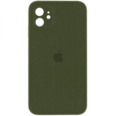 Чехол-силикон оригинал Square Cover Soft Matte Full Camera iPhone 11 (Оливковый / Dark Olive)