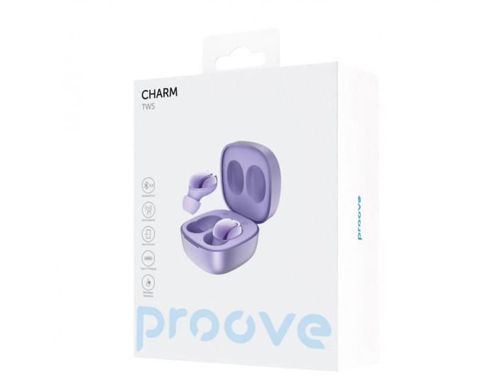 Беспроводные Hаушники Bluetooth Proove Charm TWS, фиолетовые