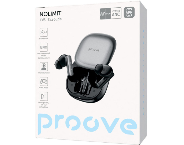 Бездротові Hаушники Bluetooth Proove NoLimit TWS with Hybrid ANC (APP) (білий/сріблястий)