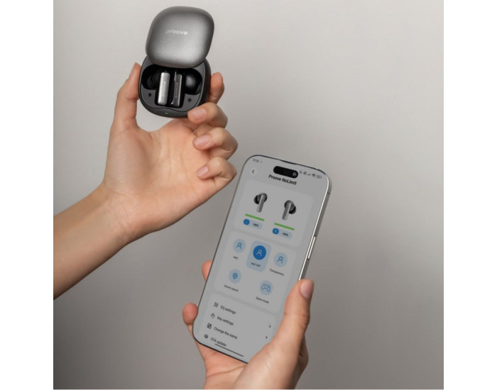 Бездротові Hаушники Bluetooth Proove NoLimit TWS with Hybrid ANC (APP) (білий/сріблястий)