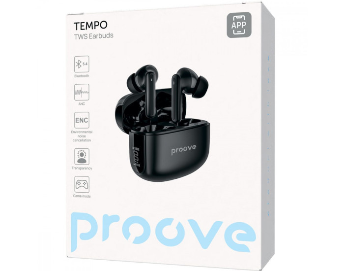 Бездротові Hаушники Bluetooth Proove Tempo TWS with ANC (APP) чорні