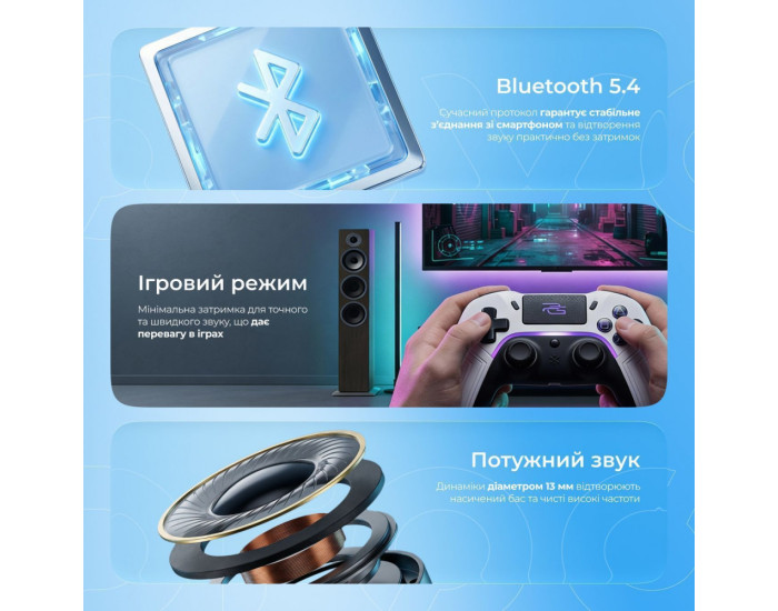 Бездротові Hаушники Bluetooth Proove Tempo TWS with ANC (APP) чорні