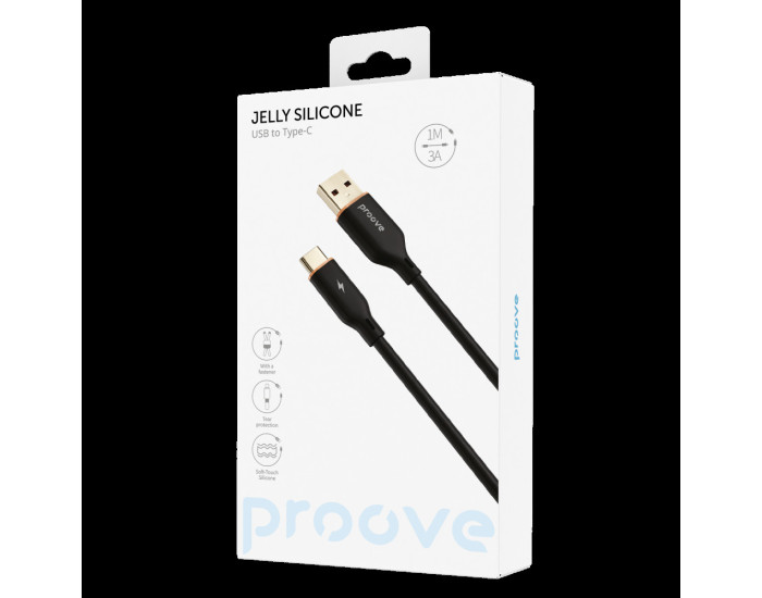 Кабель Proove Jelly Silicone USB to Type-C (3A/ 1m) чорний