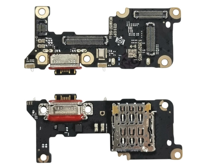 Шлейф для  Xiaomi 15T, коннектора зарядки с микрофоном, с компонентами, High Copy