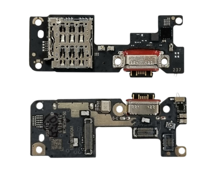 Шлейф для  Xiaomi Poco F7, коннектора зарядки с микрофоном, с компонентами, High Copy