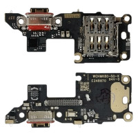 Шлейф для Xiaomi Poco F7 Pro, конектора зарядки з мікрофоном, з компонентами, High Copy