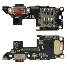 Шлейф для  Xiaomi Poco F7 Pro, коннектора зарядки с микрофоном, с компонентами, High Copy
