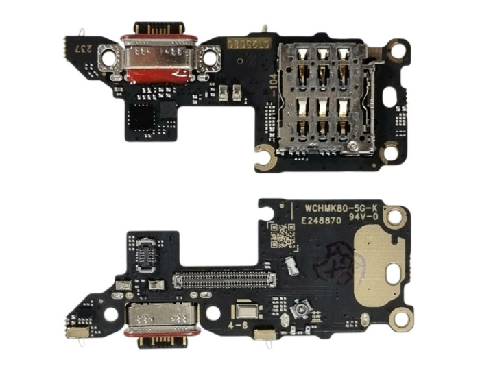 Шлейф для  Xiaomi Poco F7 Pro, коннектора зарядки с микрофоном, с компонентами, High Copy