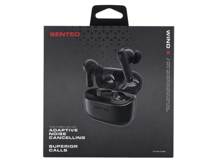 Беспроводные наушники Bluetooth SENTEO TWS Wind X True ANC+ENC, черные