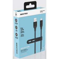 Кабель USB SENTEO SL-07 Skin Silicone 2.4A USB to Lightning 1.2m, черный