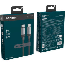 Кабель USB-C SENTEO SM-06 Nano braided 60W Type-C to Type-C 1m, черный