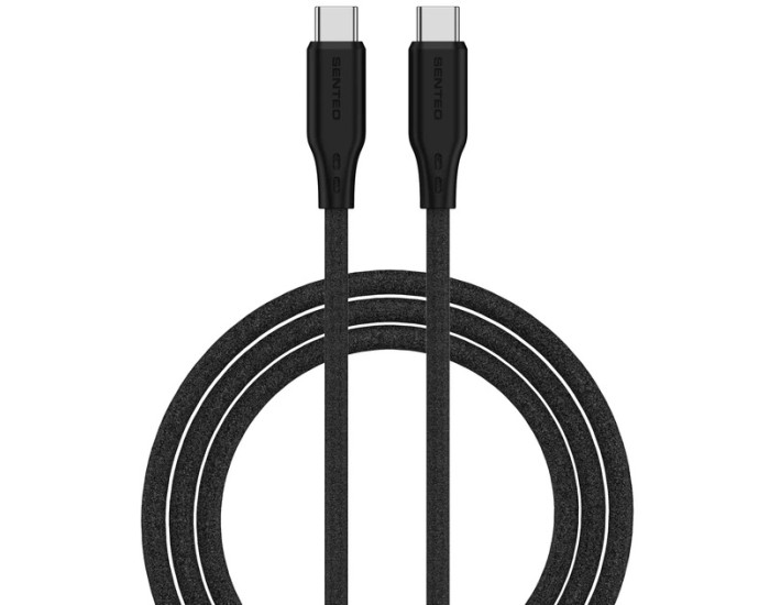 Кабель USB-C SENTEO SL-04 Embossed Silicone 60W Type-C to Type-C 1m, чорний
