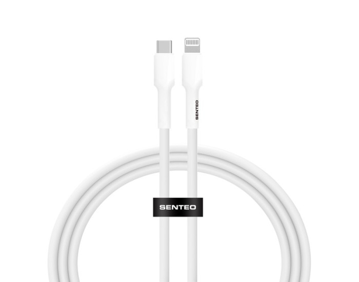 Кабель USB SENTEO SL-03 Silica Gel 60W Type-C to Lightning 1m, белый