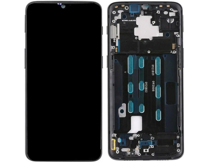 Дисплей с сенсорным экраном (модуль) OnePlus 6T, черный, с рамкой, оригинал 