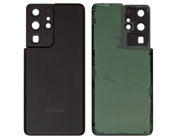 Задня панель корпуси для Samsung G998 Galaxy S21 Ultra, чорна з склом камери