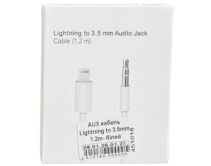 Кабель AUX to Lightning (3,5мм 1.2м) белый