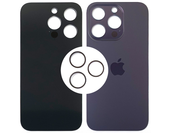 Задняя панель корпуса для iPhone 14 Pro, Deep Purple (Small Hole) с кольцами