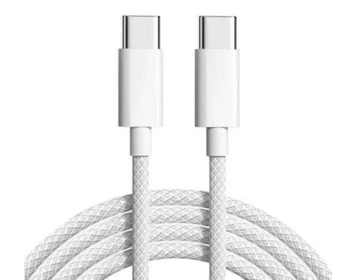 Кабель Original Quality Type-C to Type-C (Woven) Sim Lock 1m, White