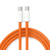 Кабель Original Quality Type-C to Type-C Orange 1m 60W (SIM ejector tool) (Woven) (box)