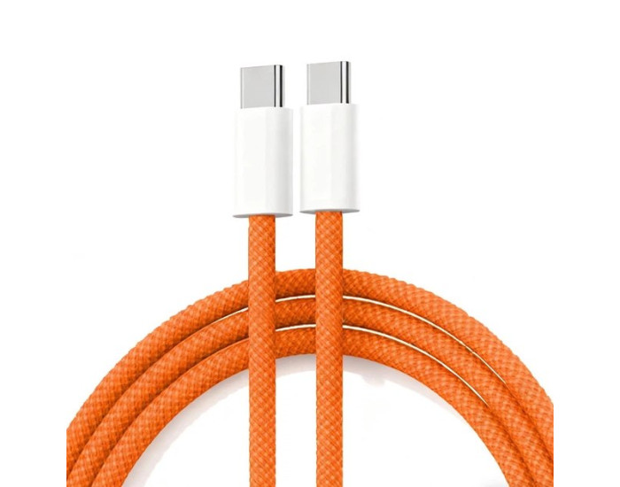 Кабель Original Quality Type-C to Type-C Orange 1m 60W (SIM ejector tool) (Woven) (box)