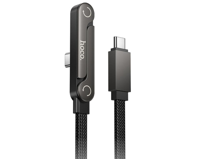 Кабель USB-C Hoco U150 Exquisite side plug and stand Type-C to Type-C (36W/1,2m) Black